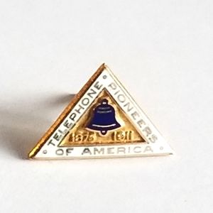 Vintage Telephone Pioneers of America lapel pin enamel